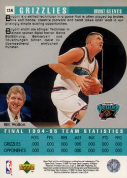 1995-96 Collector's Choice German II #138 Bryant Reeves Back