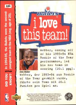 1995-96 Collector's Choice German II #184 Chris Webber Back