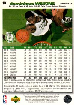 1995-96 Collector's Choice Italian I #10 Dominique Wilkins Back