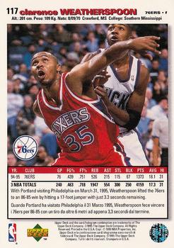 1995-96 Collector's Choice Italian I #117 Clarence Weatherspoon Back