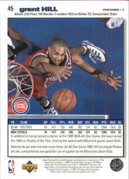 1995-96 Collector's Choice Spanish I #45 Grant Hill Back