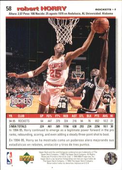 1995-96 Collector's Choice Spanish I #58 Robert Horry Back