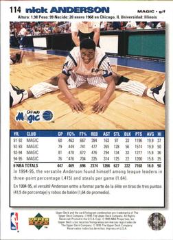 1995-96 Collector's Choice Spanish I #114 Nick Anderson Back