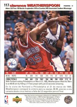 1995-96 Collector's Choice Spanish I #117 Clarence Weatherspoon Back