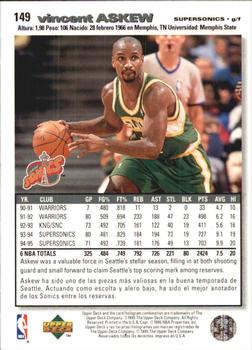 1995-96 Collector's Choice Spanish I #149 Vincent Askew Back