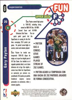 1995-96 Collector's Choice Spanish I #190 Gary Payton Back