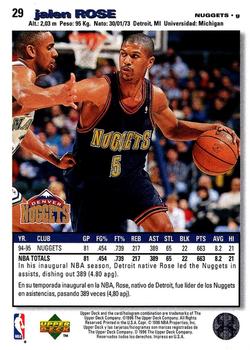 1995-96 Collector's Choice Spanish II #29 Jalen Rose Back