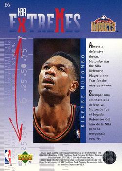 1995-96 Collector's Choice Spanish II - NBA Extremes #E6 Dikembe Mutombo Back