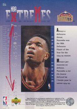 1995-96 Collector's Choice French II - NBA Extremes #E6 Dikembe Mutombo Back