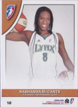 2010 Rittenhouse WNBA #18 Lindsay Whalen / Rashanda McCants Back
