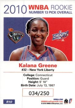 2010 Rittenhouse WNBA - Rookies #R10 Kalana Greene Back