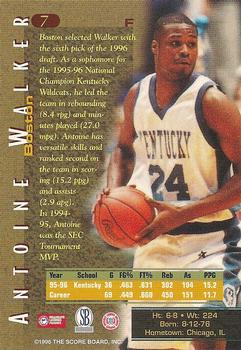 1996 Score Board Autographed #7 Antoine Walker Back