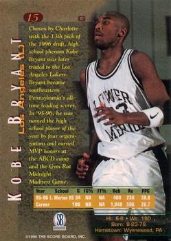 1996 Score Board Autographed #15 Kobe Bryant Back
