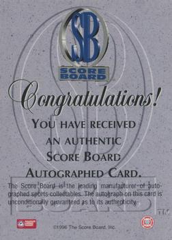 1996 Score Board Autographed - Autographs #NNO Steve Hamer Back