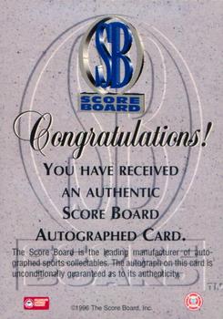 1996 Score Board Autographed - Autographs Silver #NNO Marcus Camby Back