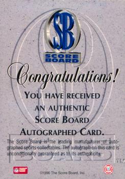 1996 Score Board Autographed - Autographs Silver #NNO Kobe Bryant Back