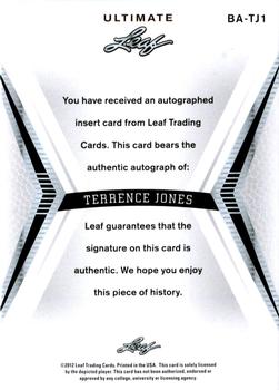 2012 Leaf Ultimate Draft #BA-TJ1 Terrence Jones Back