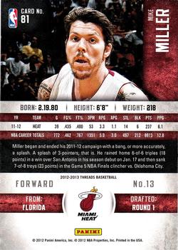 2012-13 Panini Threads #81 Mike Miller Back