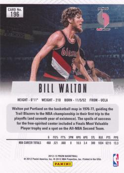 2012-13 Panini Prizm #196 Bill Walton Back