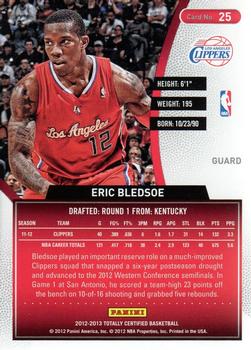 2012-13 Panini Totally Certified #25 Eric Bledsoe Back