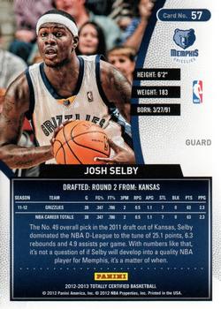 2012-13 Panini Totally Certified #57 Josh Selby Back