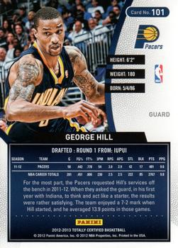 2012-13 Panini Totally Certified #101 George Hill Back
