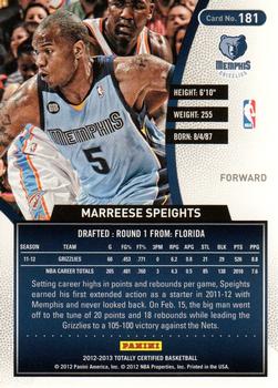 2012-13 Panini Totally Certified #181 Marreese Speights Back
