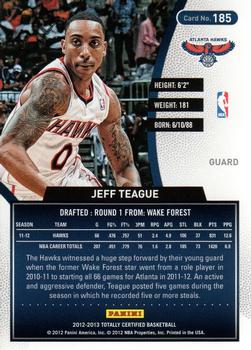 2012-13 Panini Totally Certified #185 Jeff Teague Back