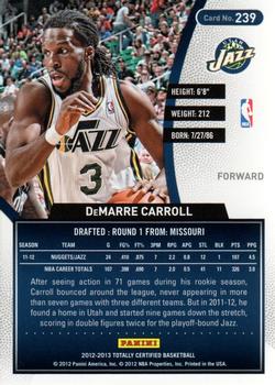 2012-13 Panini Totally Certified #239 DeMarre Carroll Back