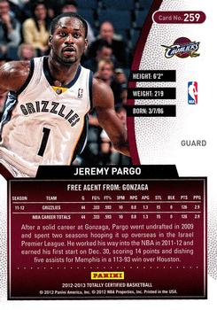 2012-13 Panini Totally Certified #259 Jeremy Pargo Back