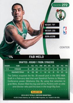 2012-13 Panini Totally Certified #272 Fab Melo Back