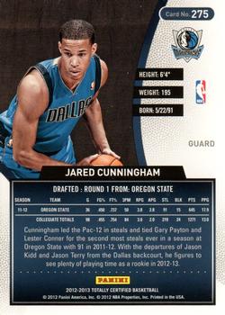 2012-13 Panini Totally Certified #275 Jared Cunningham Back