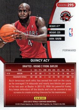 2012-13 Panini Totally Certified #295 Quincy Acy Back