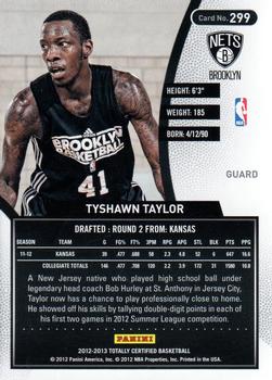 2012-13 Panini Totally Certified #299 Tyshawn Taylor Back