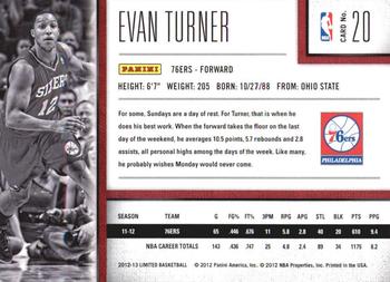 2012-13 Panini Limited #20 Evan Turner Back