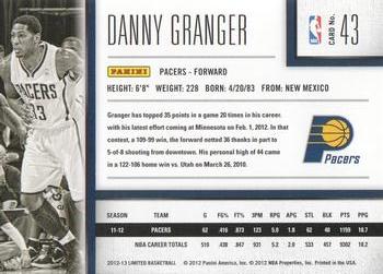 2012-13 Panini Limited #43 Danny Granger Back
