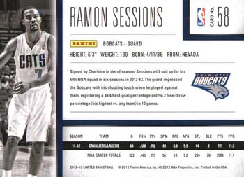 2012-13 Panini Limited #58 Ramon Sessions Back