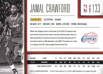 2012-13 Panini Limited #133 Jamal Crawford Back