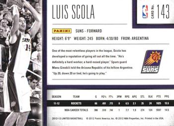 2012-13 Panini Limited #143 Luis Scola Back