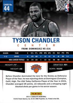 2012-13 Panini Absolute #44 Tyson Chandler Back