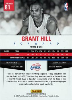 2012-13 Panini Absolute #81 Grant Hill Back