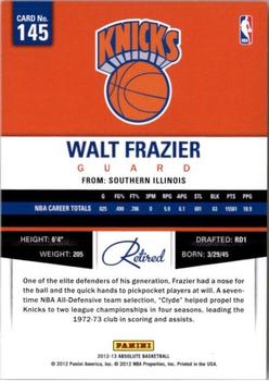 2012-13 Panini Absolute #145 Walt Frazier Back
