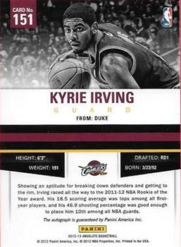 2012-13 Panini Absolute #151 Kyrie Irving Back