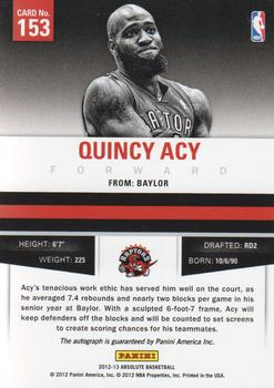 2012-13 Panini Absolute #153 Quincy Acy Back