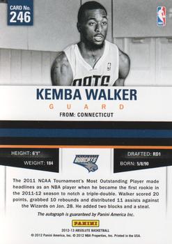 2012-13 Panini Absolute #246 Kemba Walker Back