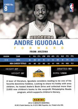 2012-13 Panini Absolute #8 Andre Iguodala Back