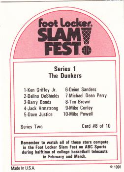 1991 Foot Locker Slam Fest #8 The Dunkers - Series 1 Checklist Back