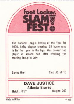1991 Foot Locker Slam Fest #5 Dave Justice Back