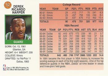 1991-92 Hoops McDonald's #10 Derek Harper Back