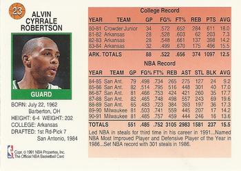 1991-92 Hoops McDonald's #23 Alvin Robertson Back